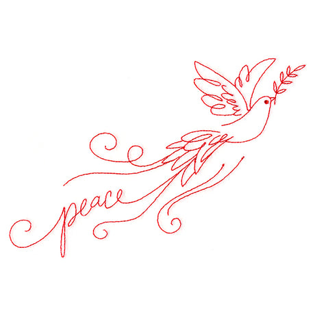 Dove with Peace (Redwork)