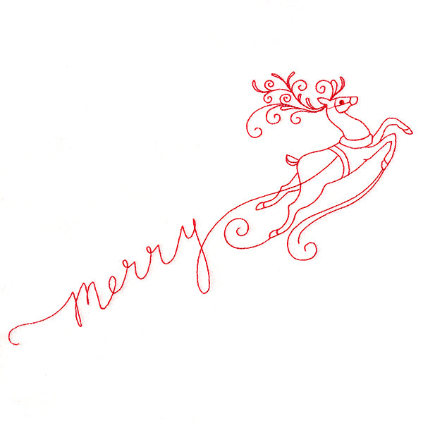 Merry with Reindeer (Redwork)