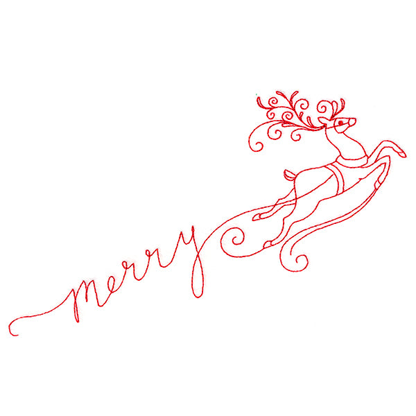 Merry with Reindeer (Redwork)