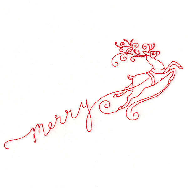 Merry with Reindeer (Redwork)