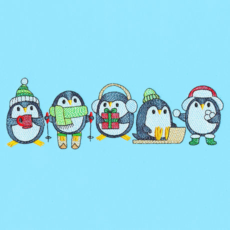 Bundled-Up Penguin Border