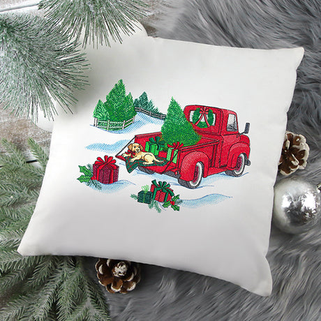 Christmas Retro Truck with Pup