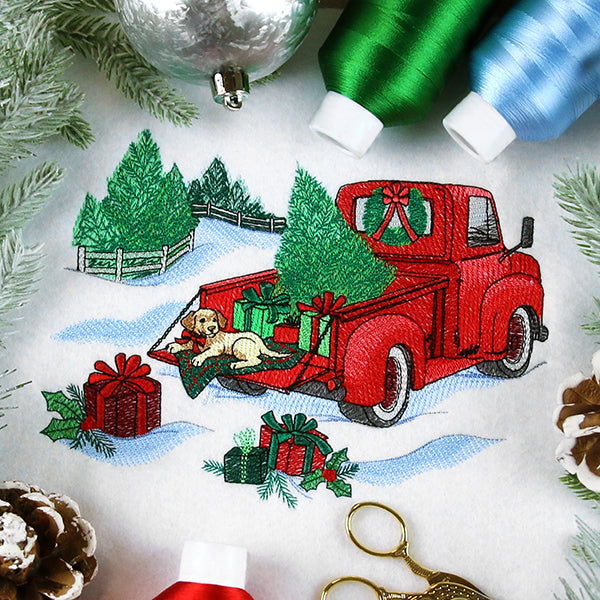 Christmas Retro Truck with Pup