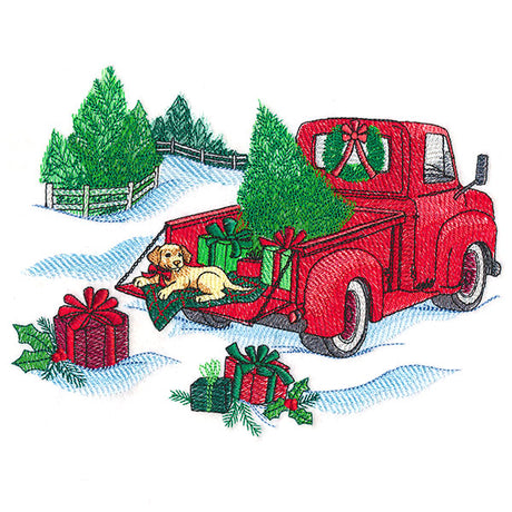 Christmas Retro Truck with Pup
