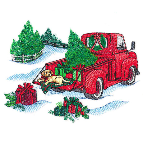 Christmas Retro Truck with Pup