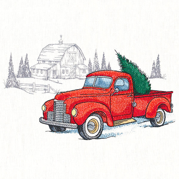 Country Christmas Retro Truck