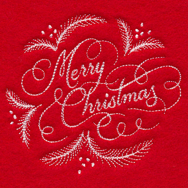 Merry Christmas Calligraphy (Whitework)