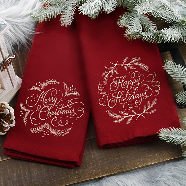 Happy Holidays Calligraphy (Whitework)