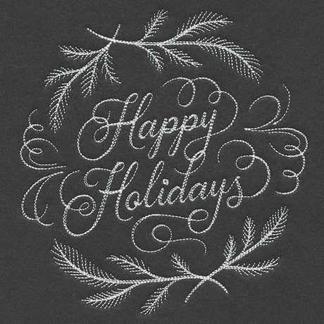 Happy Holidays Calligraphy (Whitework)