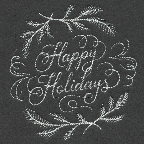 Happy Holidays Calligraphy (Whitework)