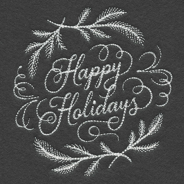 Happy Holidays Calligraphy (Whitework)