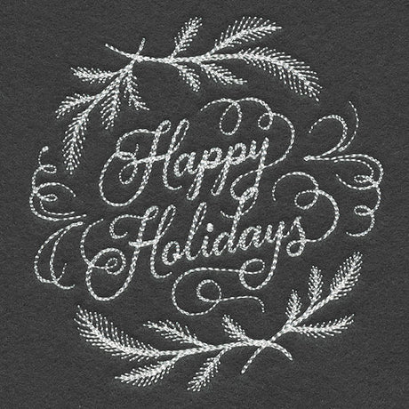 Happy Holidays Calligraphy (Whitework)