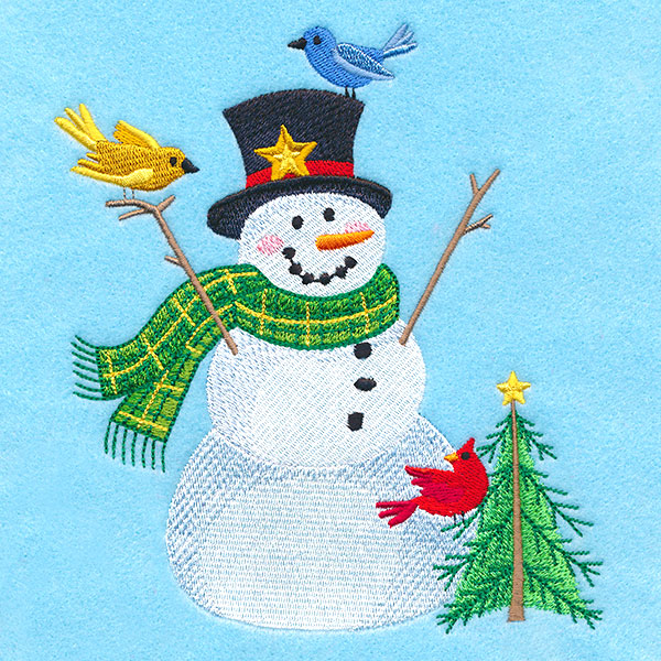 Cheerful Country Snowman with Tree