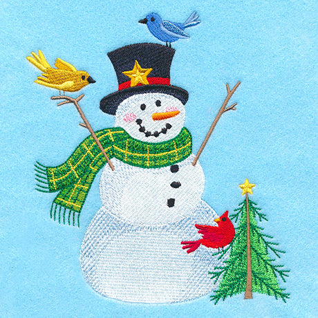 Cheerful Country Snowman with Tree