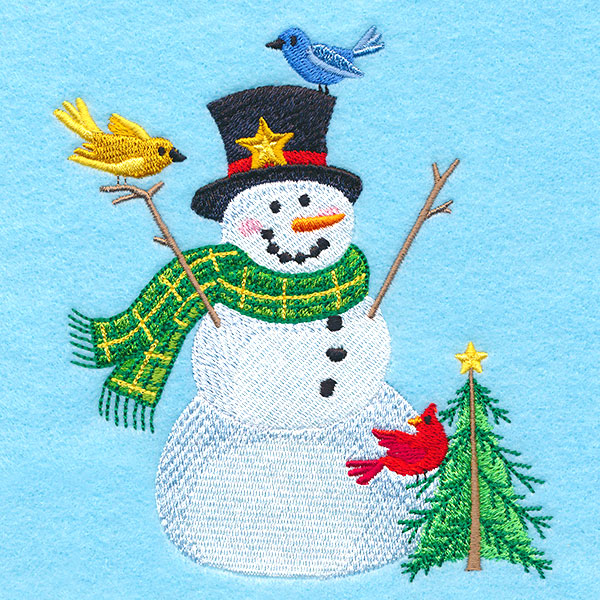 Cheerful Country Snowman with Tree
