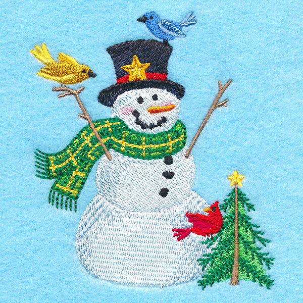 Cheerful Country Snowman with Tree