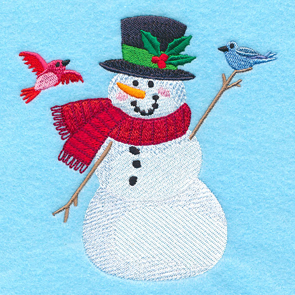 Merry Country Snowman with Birds