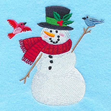 Merry Country Snowman with Birds