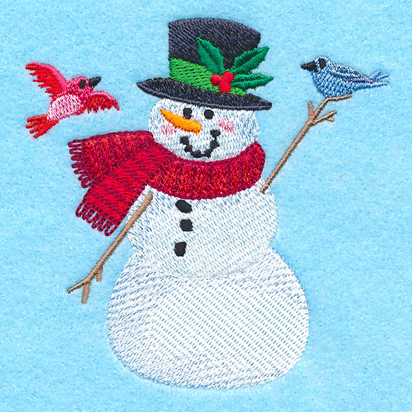 Merry Country Snowman with Birds