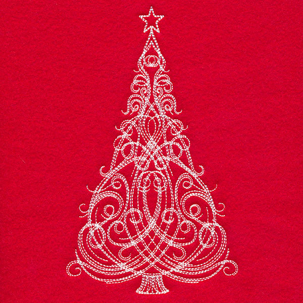 Fancy Swirls Christmas Tree (Whitework)