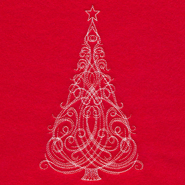 Fancy Swirls Christmas Tree (Whitework)
