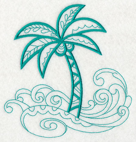 Doodle Palm Tree and Waves