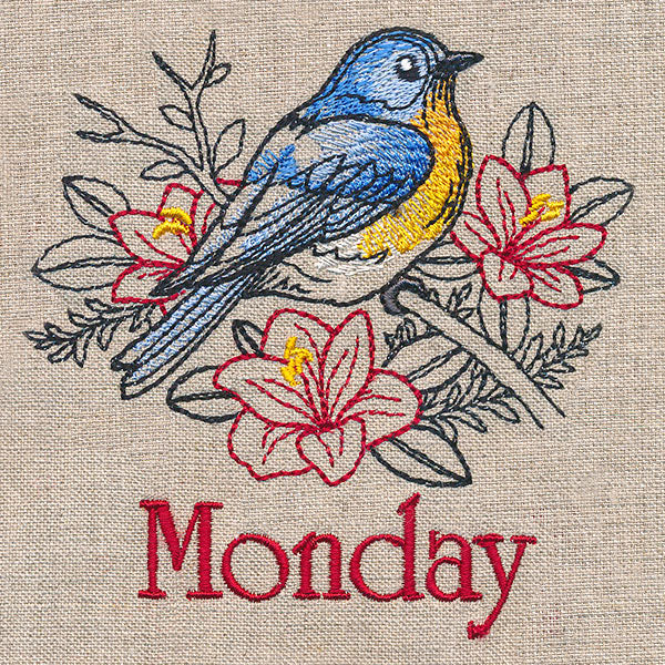 Merry Monday - Bluebird with Amaryllises