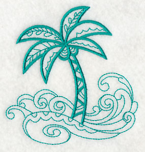 Doodle Palm Tree and Waves