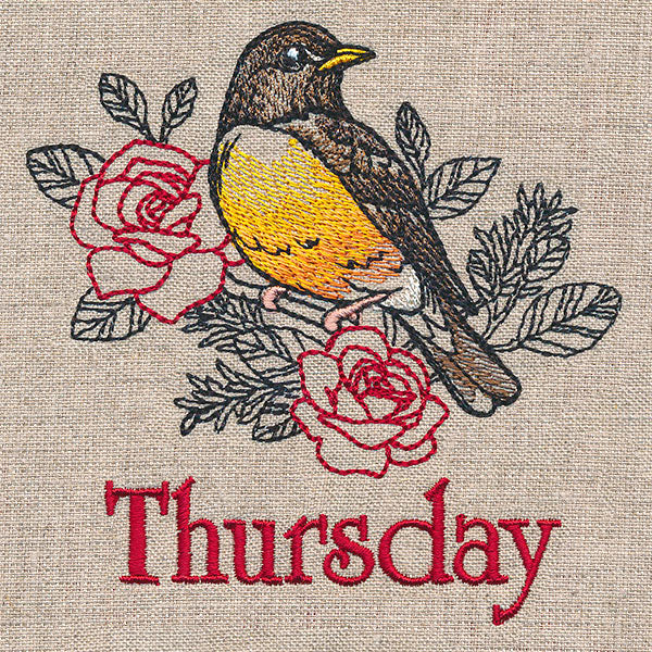 Merry Thursday - Robin with Roses