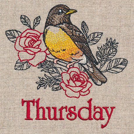 Merry Thursday - Robin with Roses
