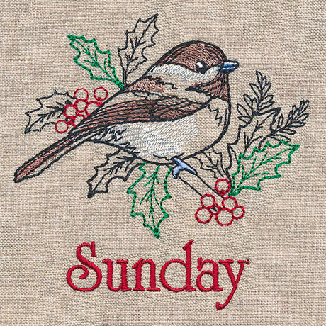 Merry Sunday - Chickadee with Holly