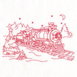Classic Christmas Scene - Train (Redwork)