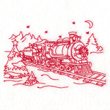 Classic Christmas Scene - Train (Redwork)