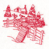 Classic Christmas Scene - Toboggan (Redwork)
