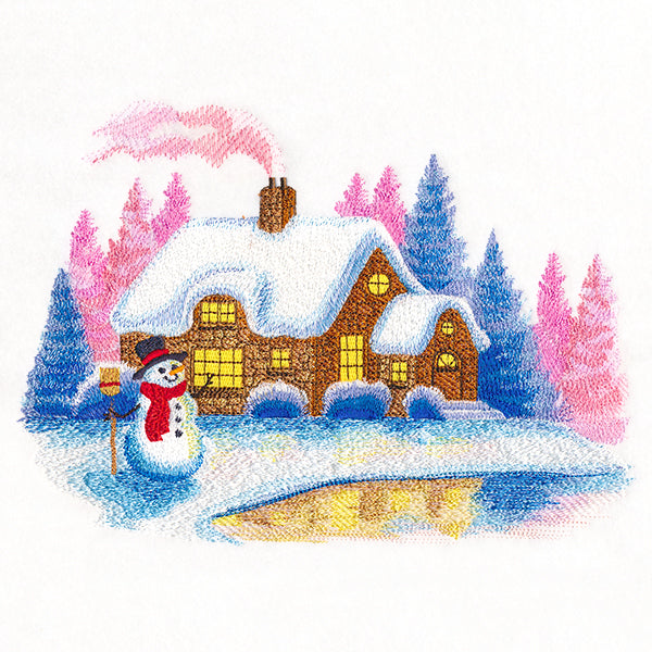 Snowy Serenity Cottage Scene