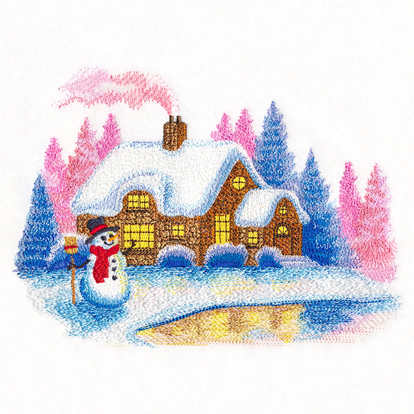 Snowy Serenity Cottage Scene