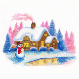 Snowy Serenity Cottage Scene