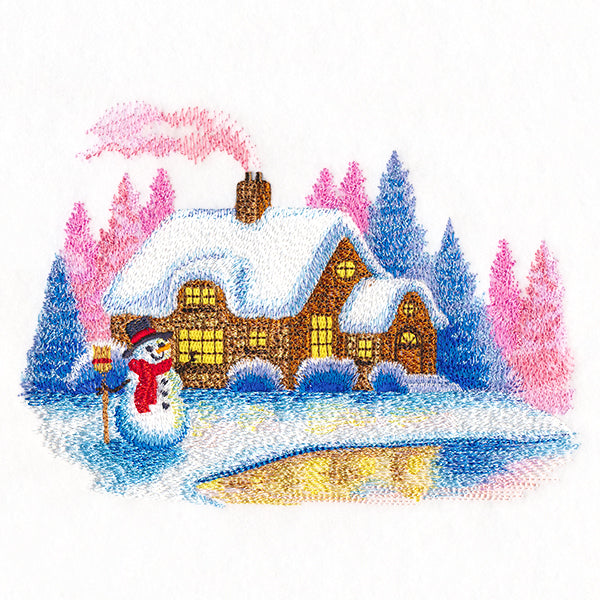 Snowy Serenity Cottage Scene