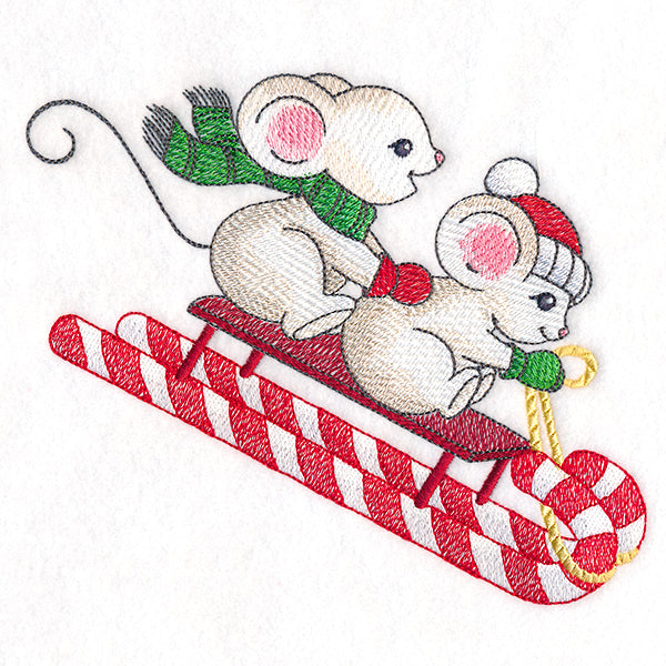 Sweet Sledding Christmas Mice