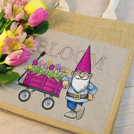 Spring Gnome with Tulip Wagon