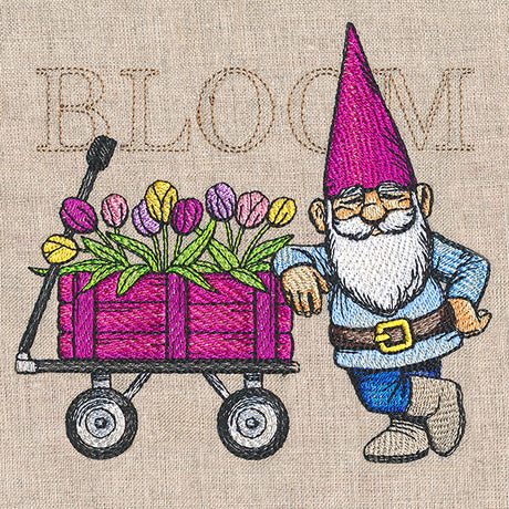 Spring Gnome with Tulip Wagon