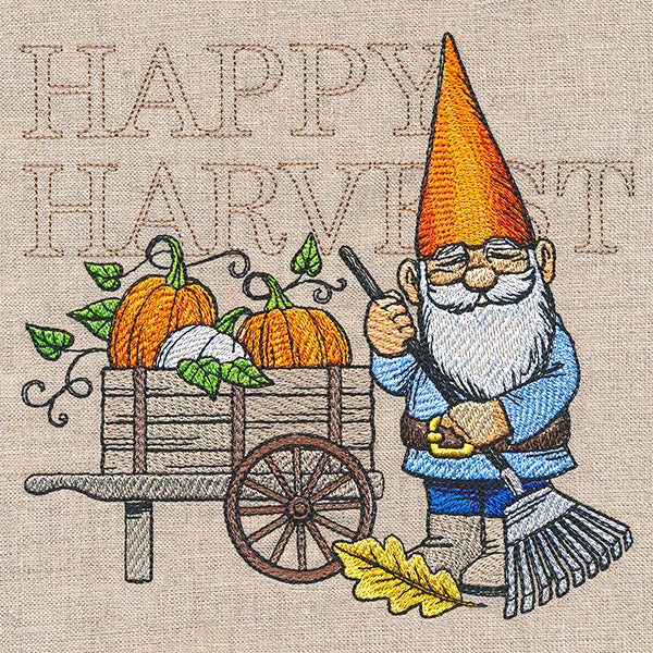 Autumn Gnome with Pumpkin Cart