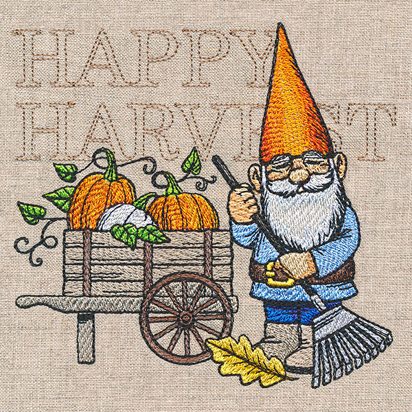 Autumn Gnome with Pumpkin Cart