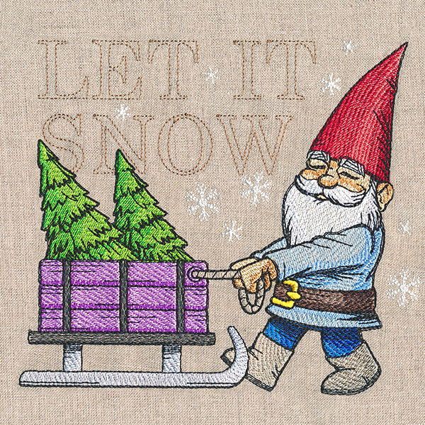 Winter Gnome with Tree Sled