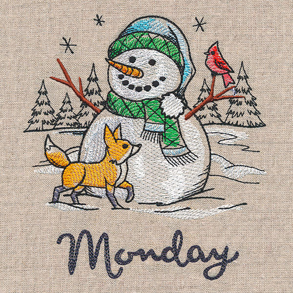 Country Snowman and Fox on Monday