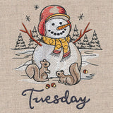 Country Snowman and Squirrels on Tuesday