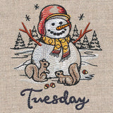 Country Snowman and Squirrels on Tuesday