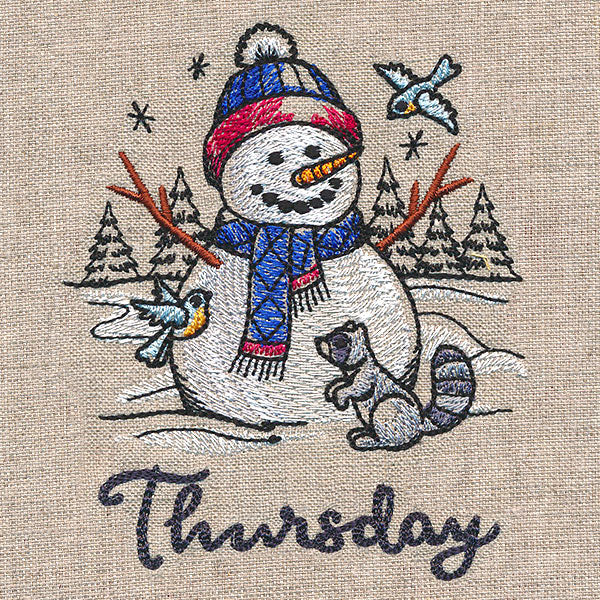 Country Snowman and Raccoon on Thursday