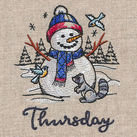 Country Snowman and Raccoon on Thursday