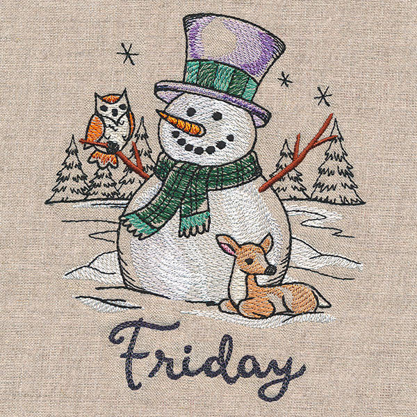 Country Snowman and Deer on Friday